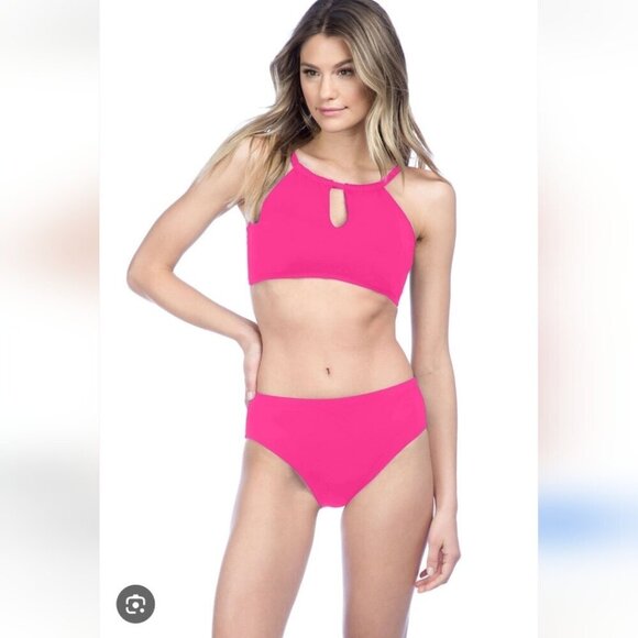 LA BLANCA | Island Goddess High Neck Bikini Top Bottom Set Pink Sz 4 - Picture 1 of 3
